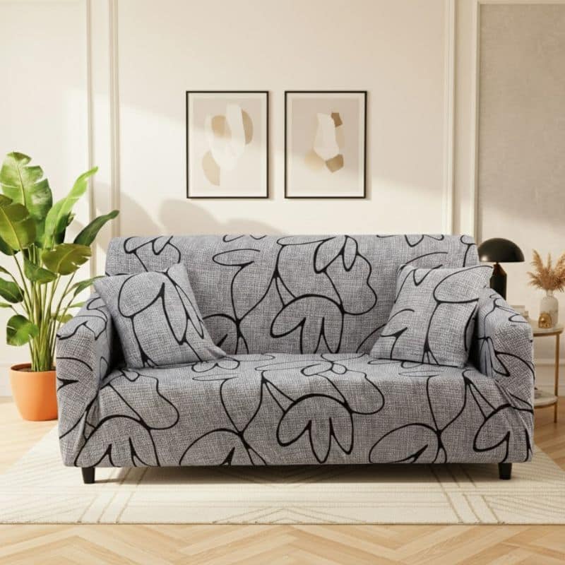Housse de Canapé 2 Places Extensible À Motif Floral Abstrait Housse de Canapé 2 Places Extensible À Motif Floral Abstrait