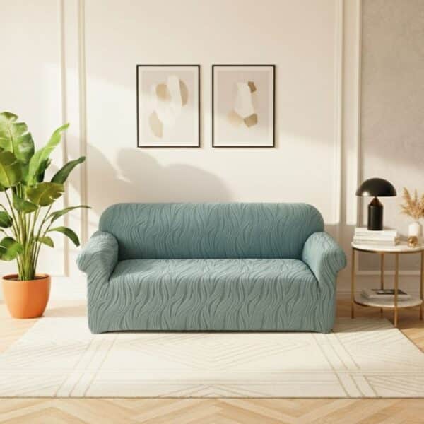 Housse de Canapé 2 Places Extensible À Motif Ondulé