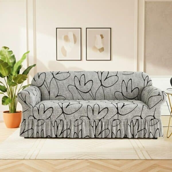 Housse de Canapé 3 Places Extensible À Motif Line Art