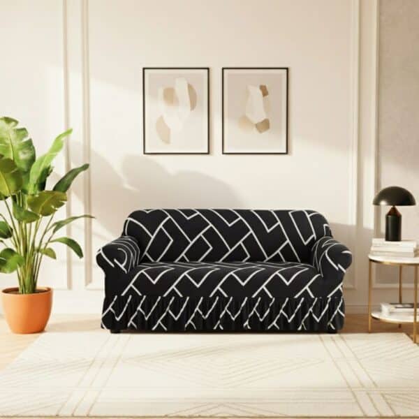 Housse de Canapé 3 Places Extensible À Motif Chevron