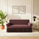 Housse de Canapé 3 Places Extensible Jacquard À Volants