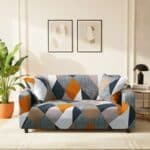 Housse de Canapé 2 Places Extensible À Motif Patchwork