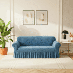 Housse De Canapé 3 Places Classique Avec Motif Et Jupe Plissée