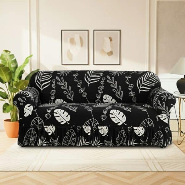 Housse de Canapé 3 Places Extensible Style Feuillage