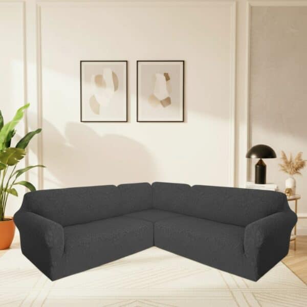 Housse De Canapé Angle Réversible En Tissu Jacquard Épais Pour 5 Places