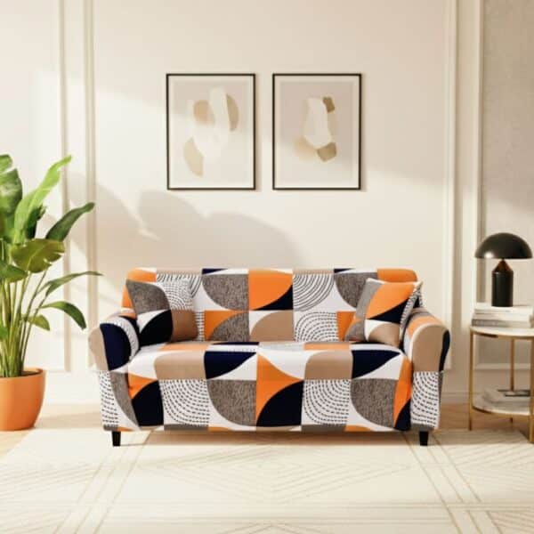 Housse de Canapé 2 Places Extensible À Motif Colorés