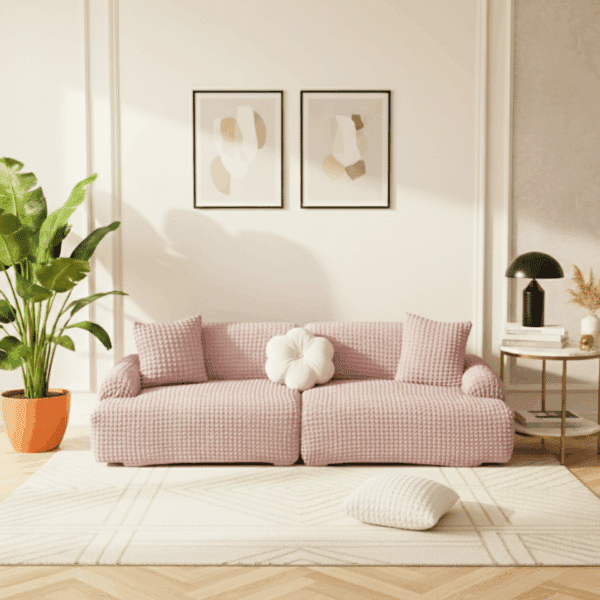Housse De Canapé 3 Places Classique En Tissu Pop-Corn Élastique