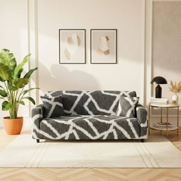 Housse de Canapé 3 Places Extensible À Motif Graphique Moderne