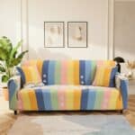 Housse de Canapé 3 Places Extensible Style Rayures