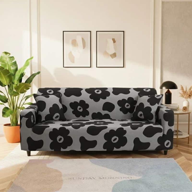 Housse de Canapé 3 Places Extensible À Motif Floral Contemporain Housse de Canapé 3 Places Extensible À Motif Floral Contemporain