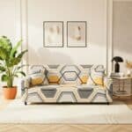 Housse de Canapé 3 Places Extensible Design Hexagonal Contemporain