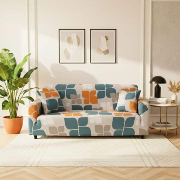 Housse de Canapé 3 Places Extensible À Motif Pétale Moderne