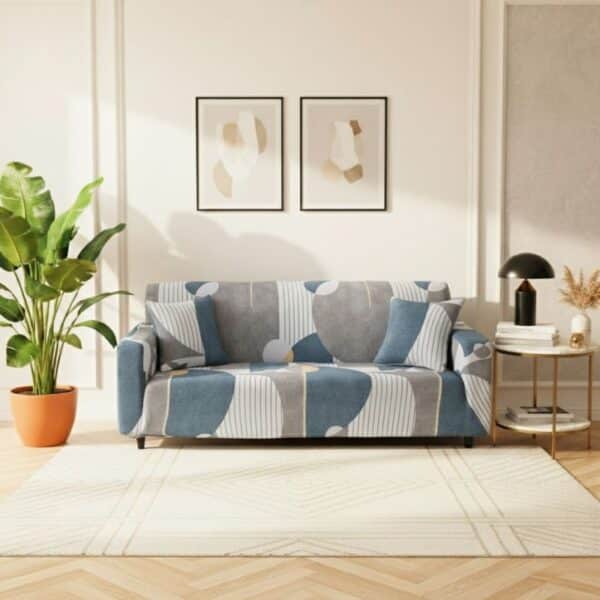 Housse de Canapé 3 Places Extensible Design Abstrait Contemporain