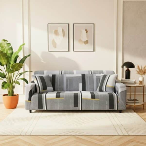 Housse de Canapé 3 Places Extensible Style Graphique Élégant