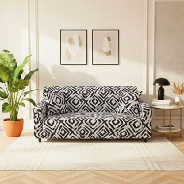 Housse de Canapé 3 Places Extensible Style Tribal Contemporain
