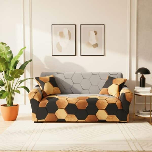 Housse De Canapé 2 Places Classique À Motif Hexagonal Moderne