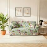 Housse De Canapé 2 Places Classique Style Printanier Vert Et Rose
