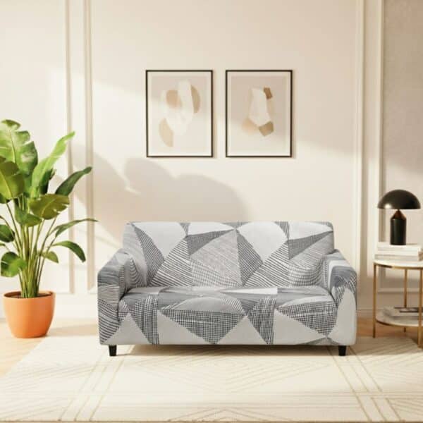 Housse de Canapé 2 Places Extensible À Motif Graphique