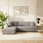 Housse De Canapé Angle Réversible Et Extensible À Motif Pierre Gris