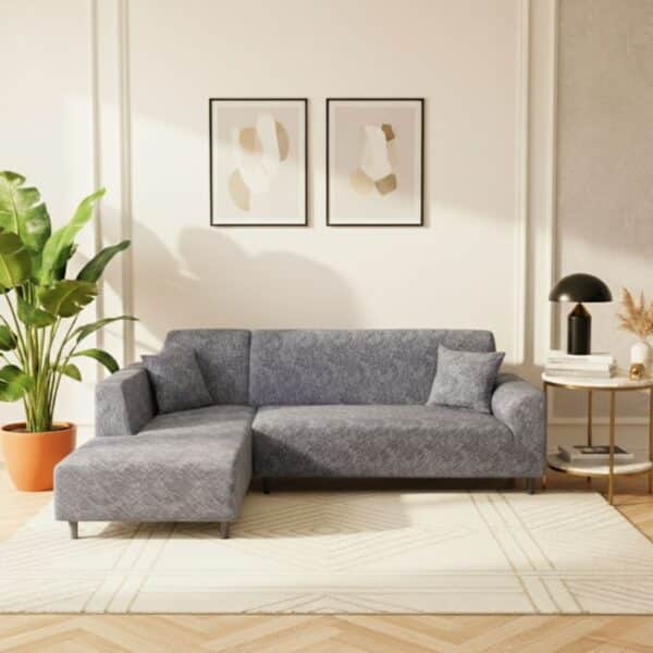 Housse De Canapé Angle Réversible Et Extensible En Tissu Élastique
