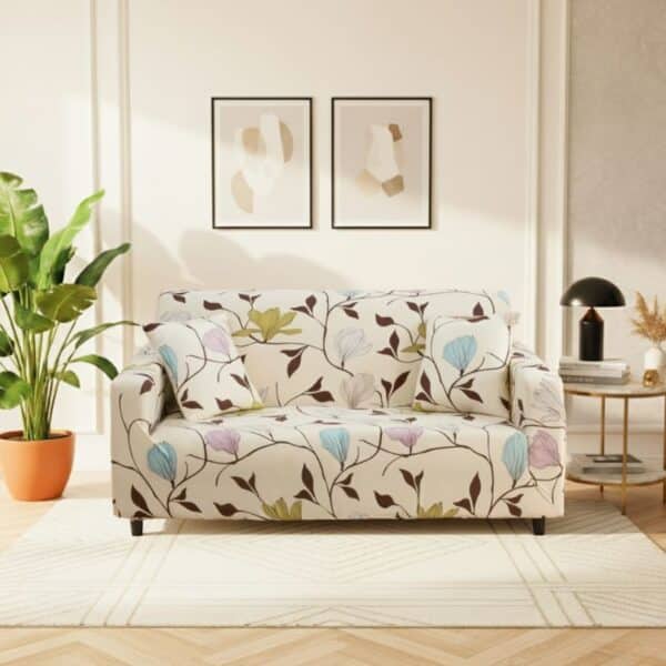Housse de Canapé 2 Places Extensible À Motif Floral