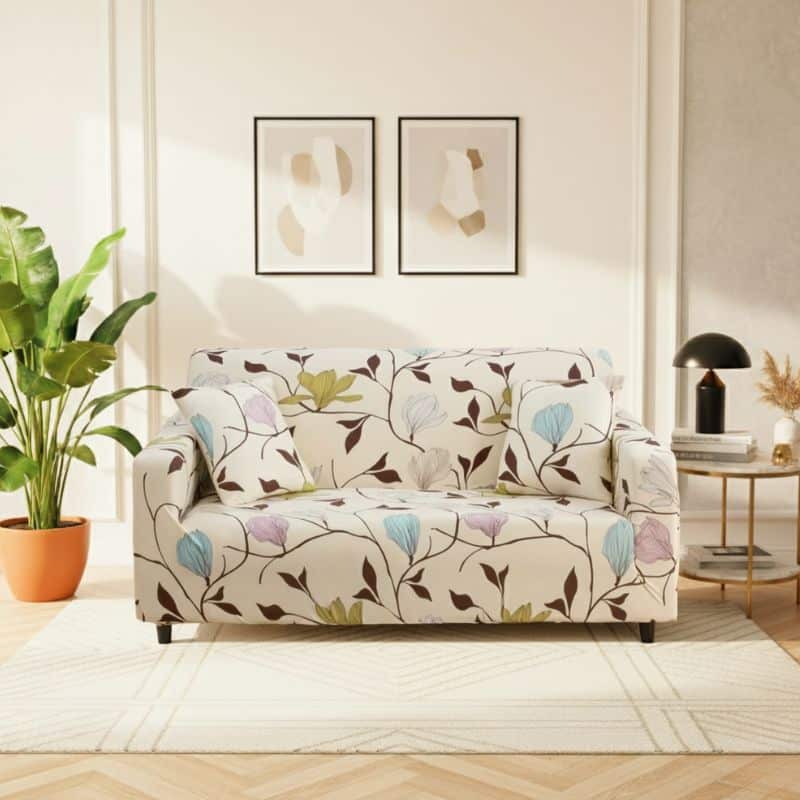 Housse de Canapé 2 Places Extensible À Motif Floral Housse de Canapé 2 Places Extensible À Motif Floral