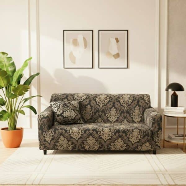Housse de Canapé 2 Places Extensible À Motif Baroque