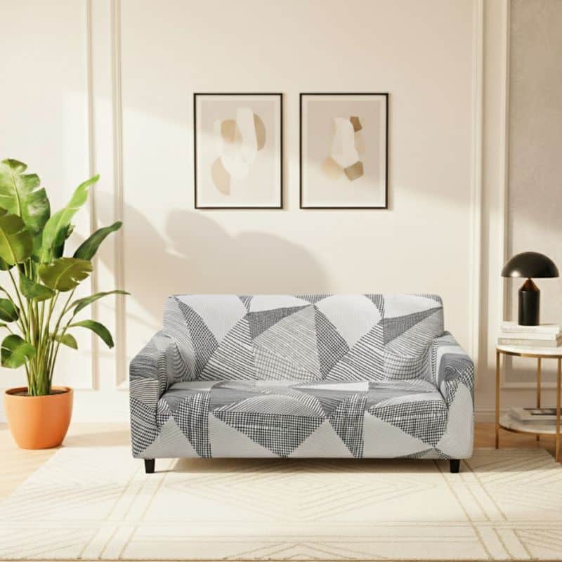 Housse de Canapé 2 Places Extensible À Motif Graphique Housse de Canapé 2 Places Extensible À Motif Graphique