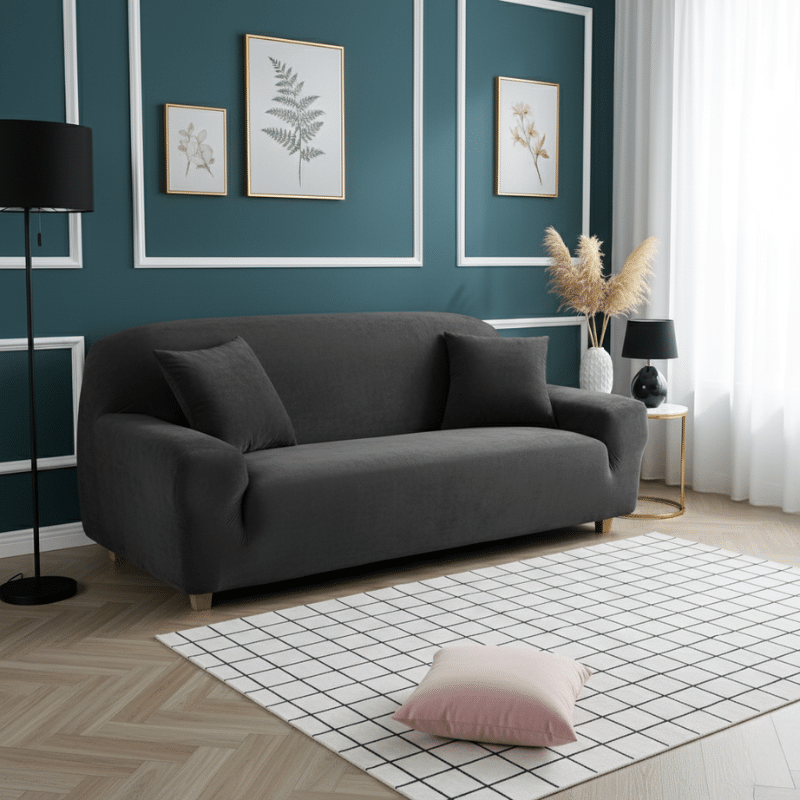 Housse De Canapé Angle Réversible En Velours Épais Extensible Et Doux Housse De Canapé Angle Réversible En Velours Épais Extensible Et Doux