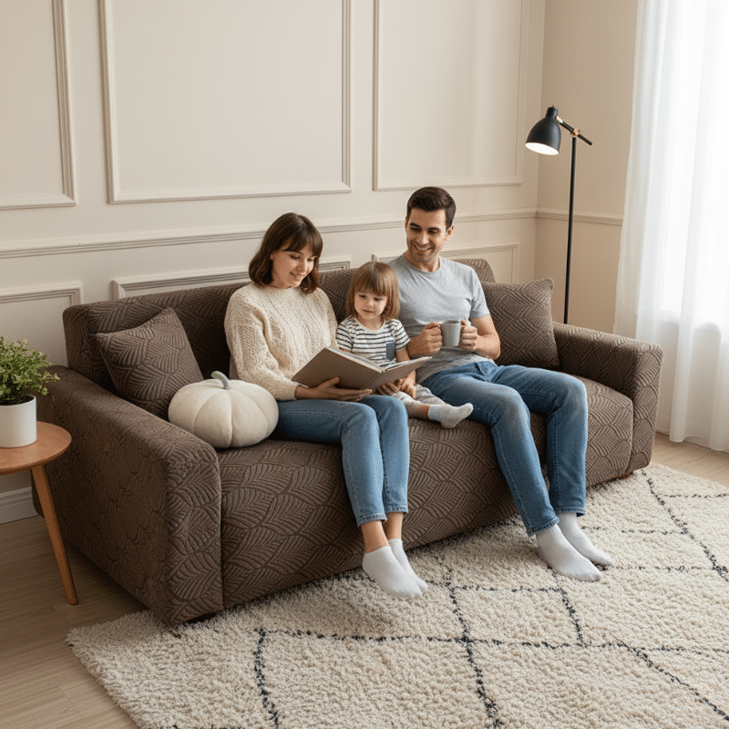 13-2 Housse De Canapé 3 Places Extensible En Tissu Épais Et Lavable
