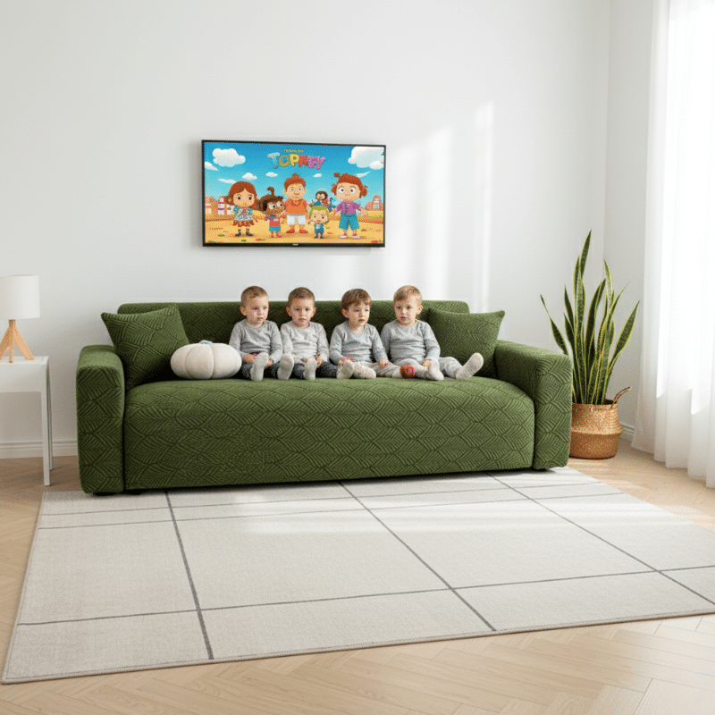 14-1 Housse De Canapé 3 Places Extensible En Tissu Épais Et Lavable
