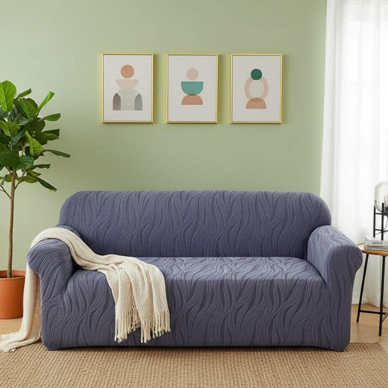 15 Housse de Canapé 2 Places Extensible À Motif Ondulé