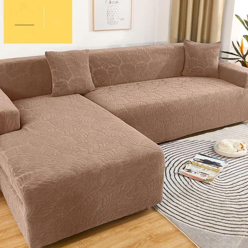 16-4 Housse De Canapé Angle Réversible Et Imperméable En Jacquard Déperlant