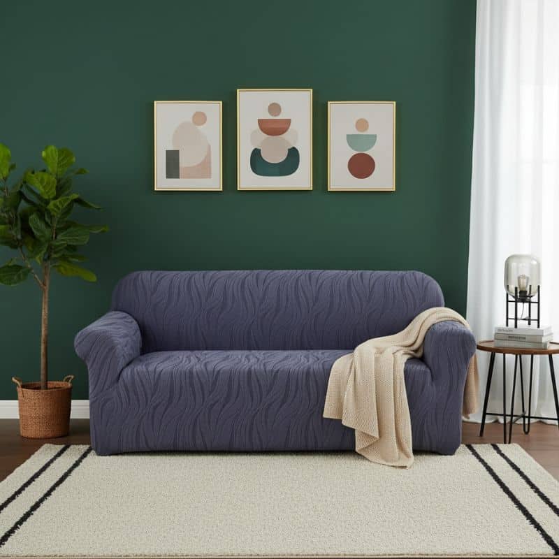 16 Housse de Canapé 2 Places Extensible À Motif Ondulé
