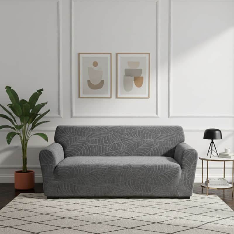 18-1 Housse De Canapé 2 Places Classique En Jacquard Imperméable Et Thermique