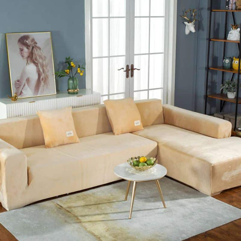 19-3 Housse De Canapé Angle Réversible Velours Épais Et Luxueux