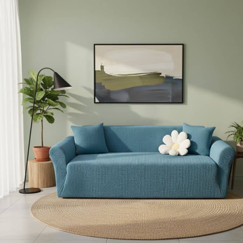 19 Housse de Canapé 3 Places Extensible en Jacquard