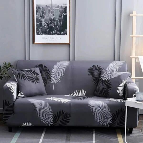 Housse de Canapé 2 Places Extensible À Motif Plume