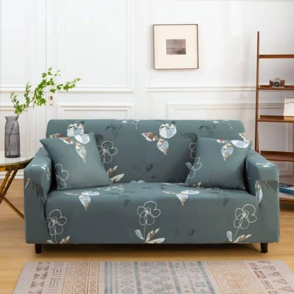 Housse de Canapé 2 Places Extensible À Motif Fleurs