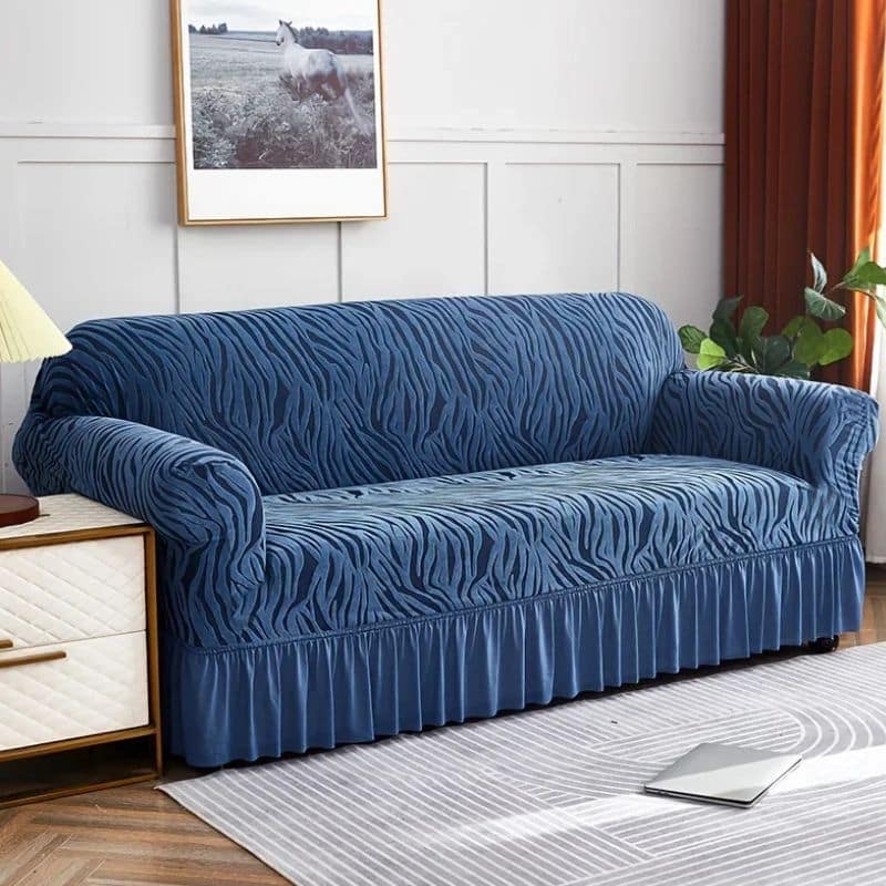 2-15 Housse de Canapé 2 Places Extensible À Motif Zébré