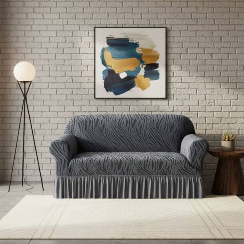 Housse de Canapé 2 Places Extensible À Motif Zébré Housse de Canapé 2 Places Extensible À Motif Zébré