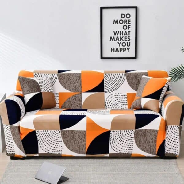 Housse de Canapé 2 Places Extensible À Motif Colorés