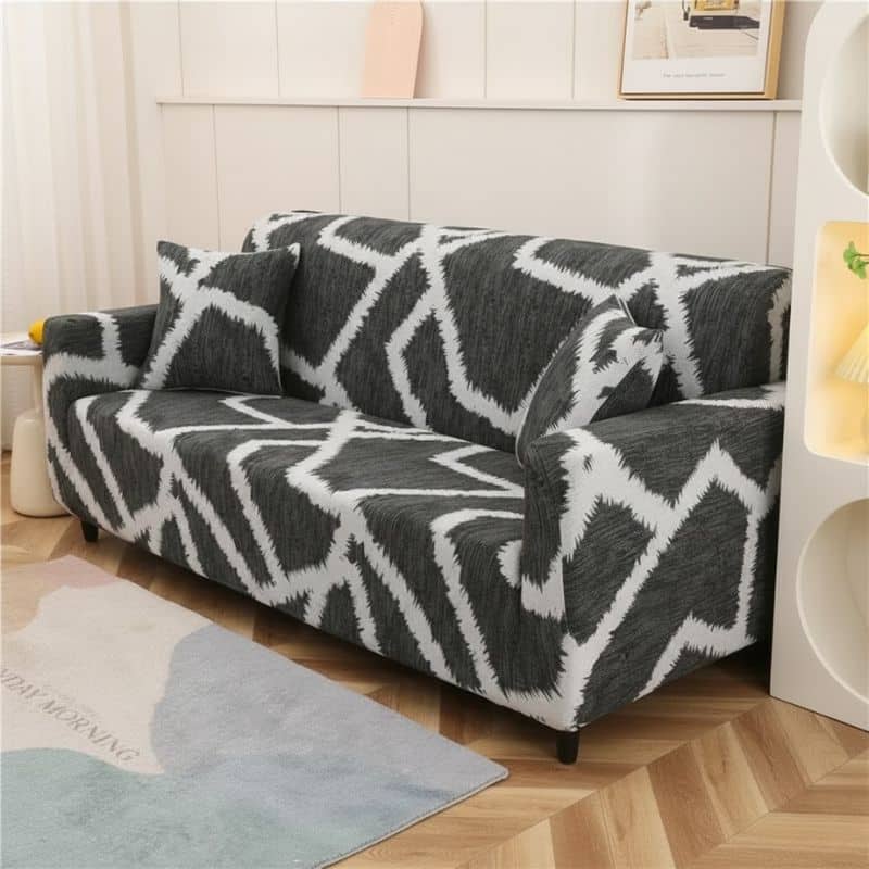 Housse de Canapé 3 Places Extensible À Motif Graphique Moderne Housse de Canapé 3 Places Extensible À Motif Graphique Moderne
