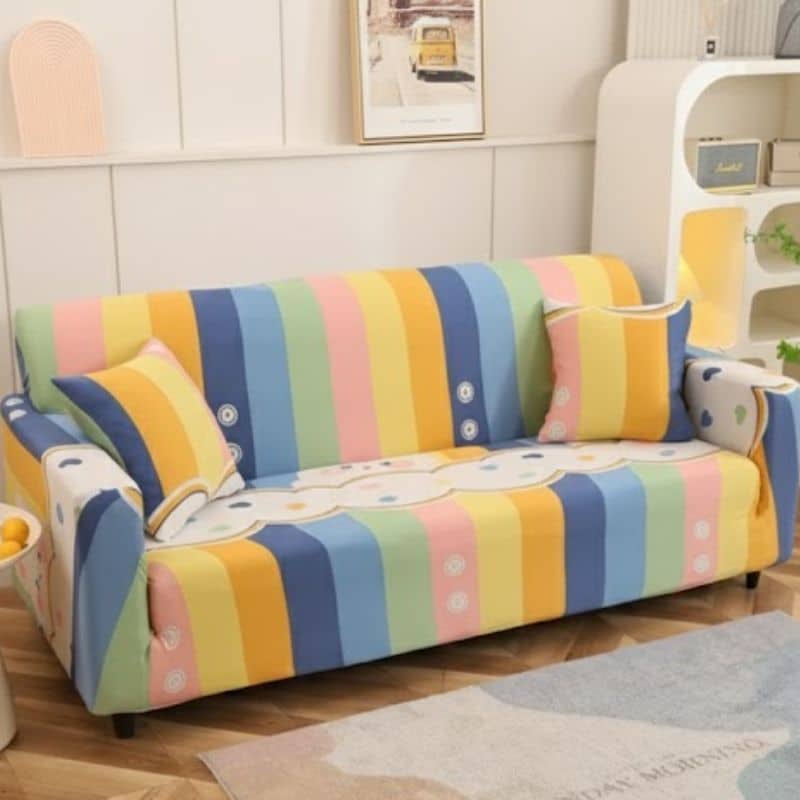 Housse de Canapé 3 Places Extensible Style Rayures Housse de Canapé 3 Places Extensible Style Rayures