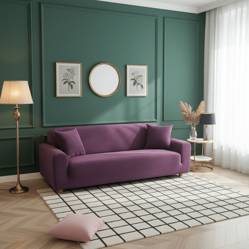 Housse De Canapé Angle Réversible En Velours Épais Extensible Et Doux Housse De Canapé Angle Réversible En Velours Épais Extensible Et Doux