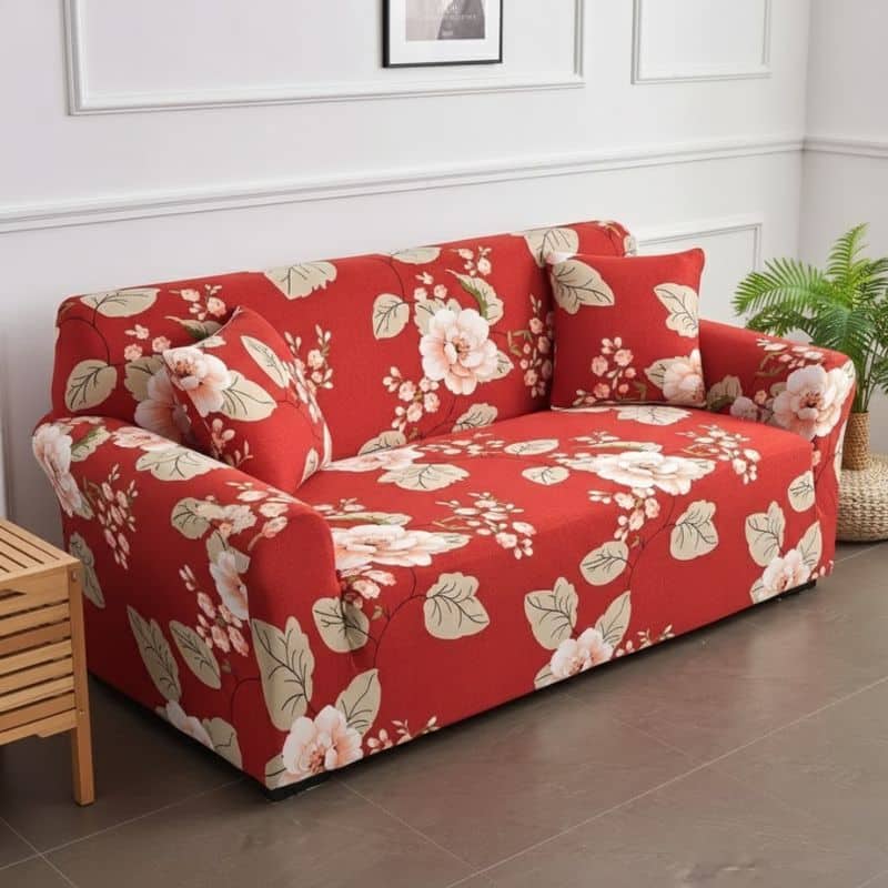 Housse De Canapé 2 Places Classique Rouge À Motif Floral Romantique Housse De Canapé 2 Places Classique Rouge À Motif Floral Romantique