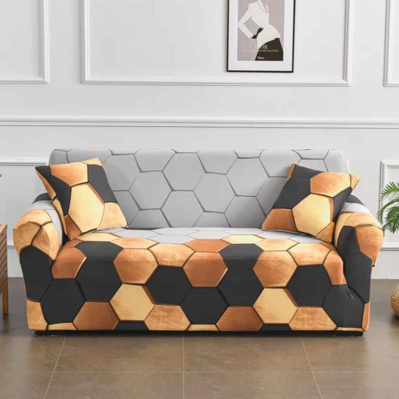 Housse De Canapé 2 Places Classique À Motif Hexagonal Moderne Housse De Canapé 2 Places Classique À Motif Hexagonal Moderne