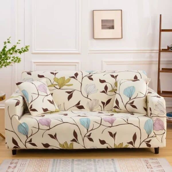Housse de Canapé 2 Places Extensible À Motif Floral