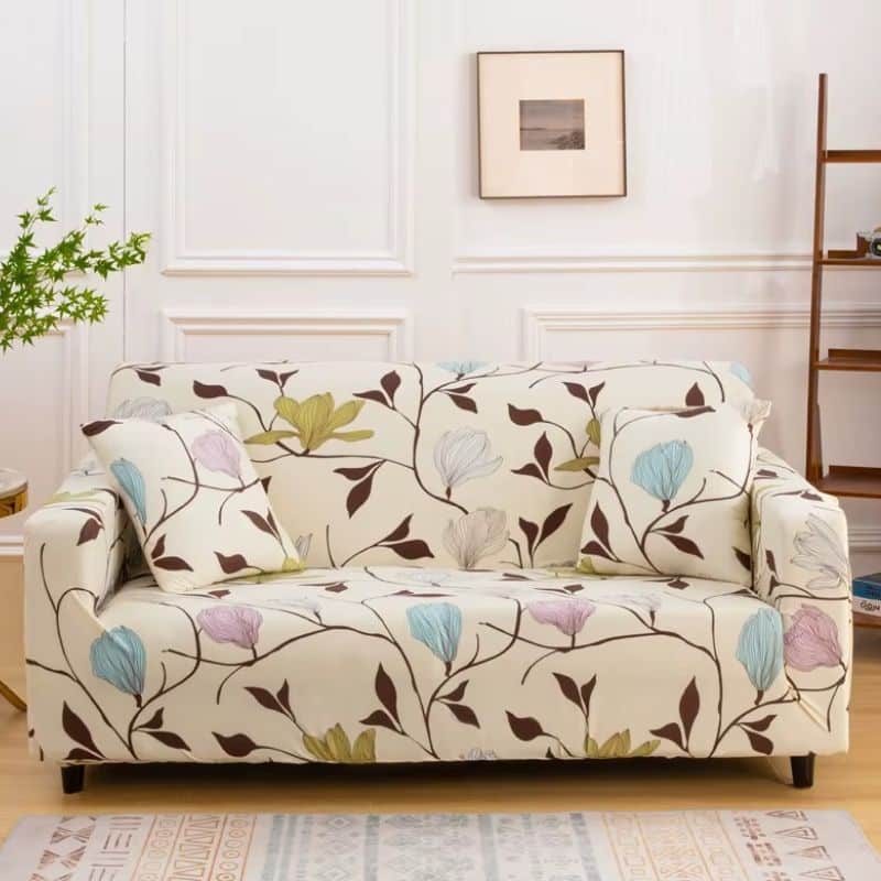 Housse de Canapé 2 Places Extensible À Motif Floral Housse de Canapé 2 Places Extensible À Motif Floral