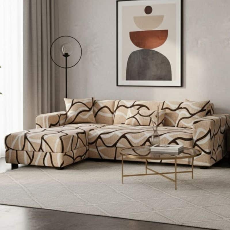 Housse De Canapé Angle Réversible À Motif Ondulé Moderne Housse De Canapé Angle Réversible À Motif Ondulé Moderne